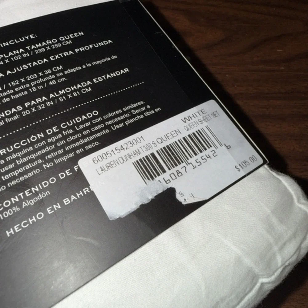 NEW Lauren Ralph Lauren 4Pc Sheet Set Queen White Dunham Sateen 300TC 100%Cotton